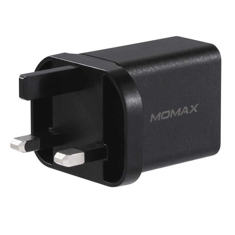 Momax One Plug 2-Ports USB Fast Charger Black Type-C PD + QC 3.0 USB