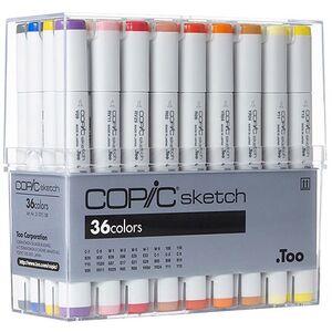 مجموعة أقلام ماركر Copic Sketch - ألوان أساسية (36 قلم)