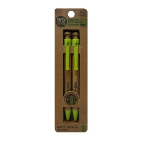 Onyx + Green Retractable Ballpoint Pens Bamboo/Corn Plastic (2 Pack)