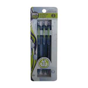 Onyx + Green 3Pk Retractable Ballpoint Pens Recycled Pet