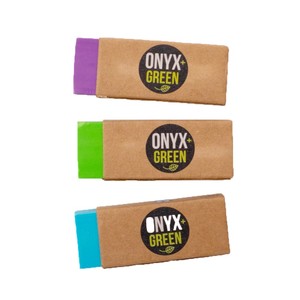 Onyx + Green Erasers with Sleeve Recycled Rubber (3 Pack)