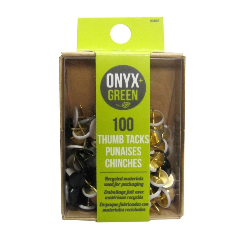 Onyx + Green Thumb Tacks in Recycled Kraft & PET Packaging (100 Pack)