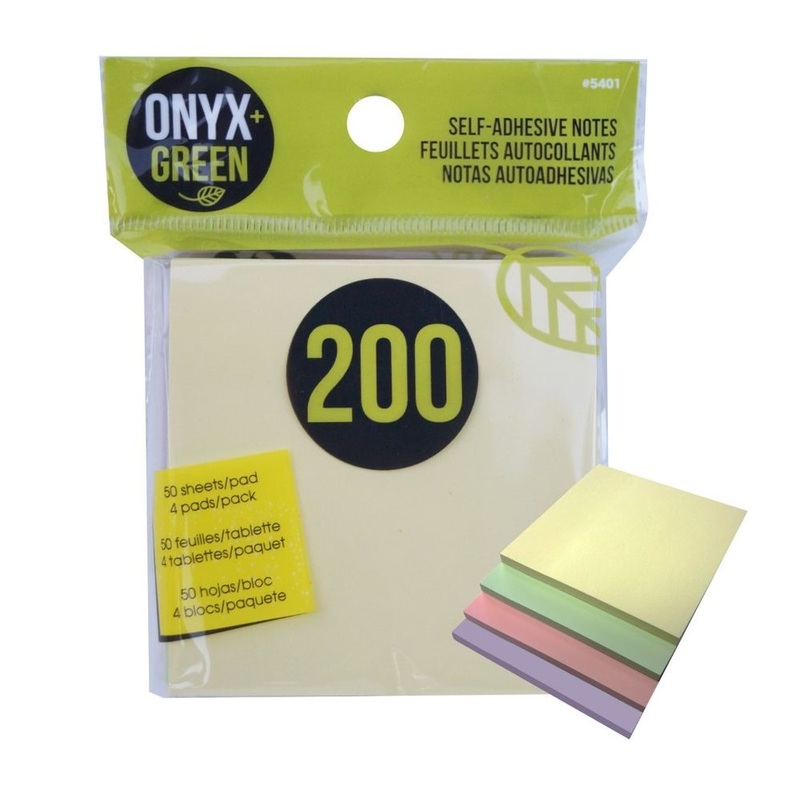 Onyx + Green Self-Adhesive Notes Pastel 3 x 3 cm (Pack of 3)