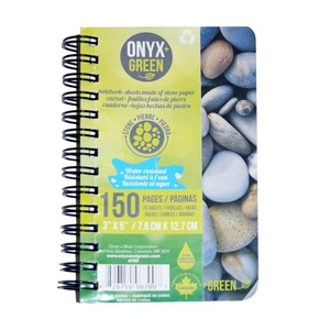 Onyx + Green Spiral Notebook Stone Paper 3 x 5 inches