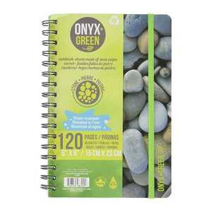 Onyx + Green Notebook 6X9 with Elastic Closure Stone Paper
