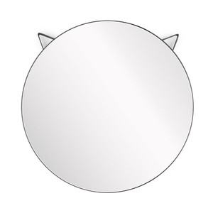 مرآة حائط دائرية على هيئة قطة معدنية باللون الأســود من بالفي
