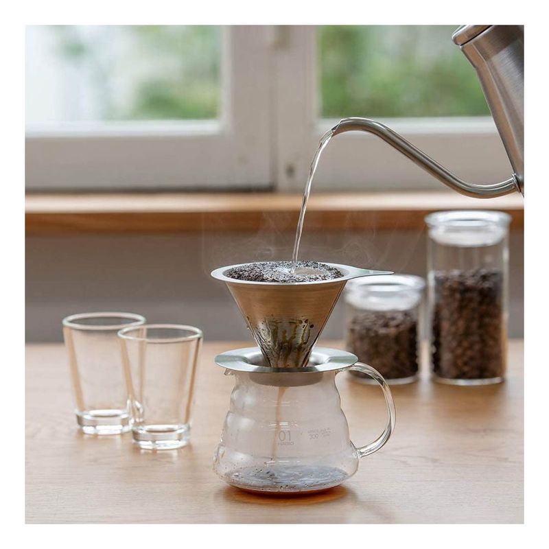 Hario Coffee Dripper 4 Cups S/S Hairline Silver