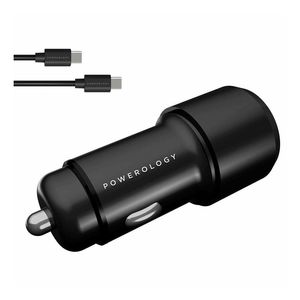 Powerology Aluminum USB + PD 36W Car Charger Black
