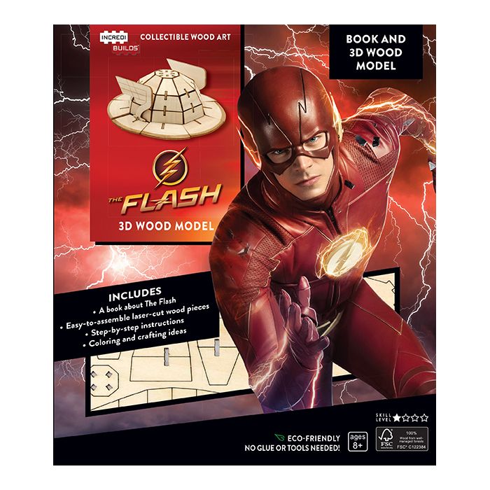 لعبة كتاب ونموذج خشبي ثلاثي الأبعاد على شكل The Flash من إنكريديبويلدز