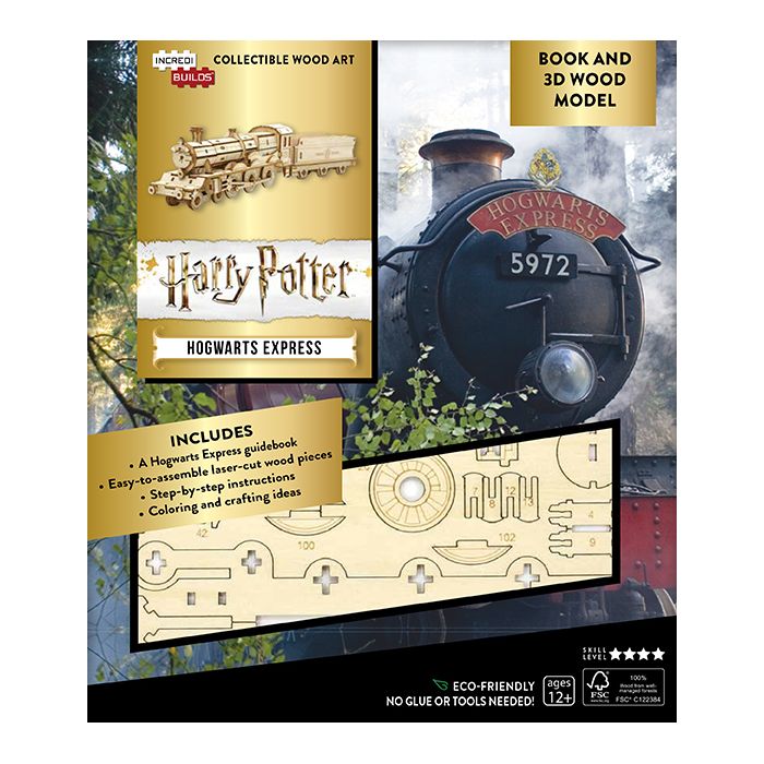 لعبة كتاب ونموذج خشبي ثلاثي الأبعاد على شكل Harry Potter Hogwarts Express من إنكريديبويلدز