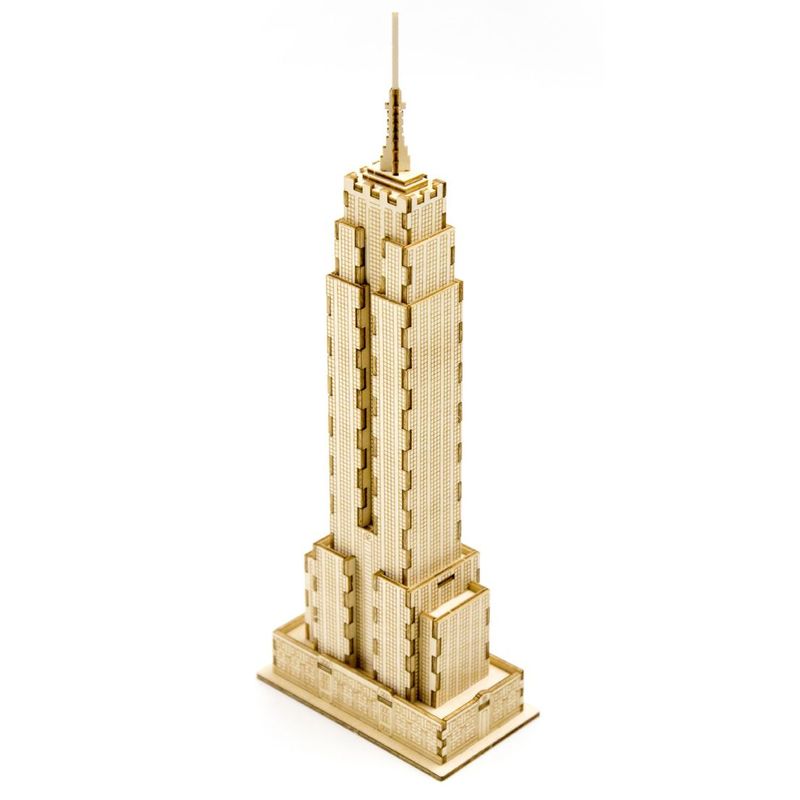 لعبة نموذج خشبي ثلاثي الأبعاد على شكل مبنى إمباير ستيت في مدينة نيويورك من إنكريديبويلدز