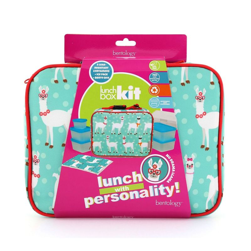 Bentology Deluxe Lunch Box Set Llama (Classic Lunch Box + Bento Box + Ice Pack)