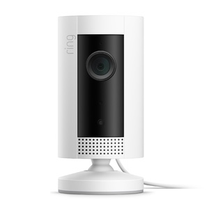 رينج كاميرا منزلية ذكية بدون كشافات للمراقبة الداخلية بطارية أبيض