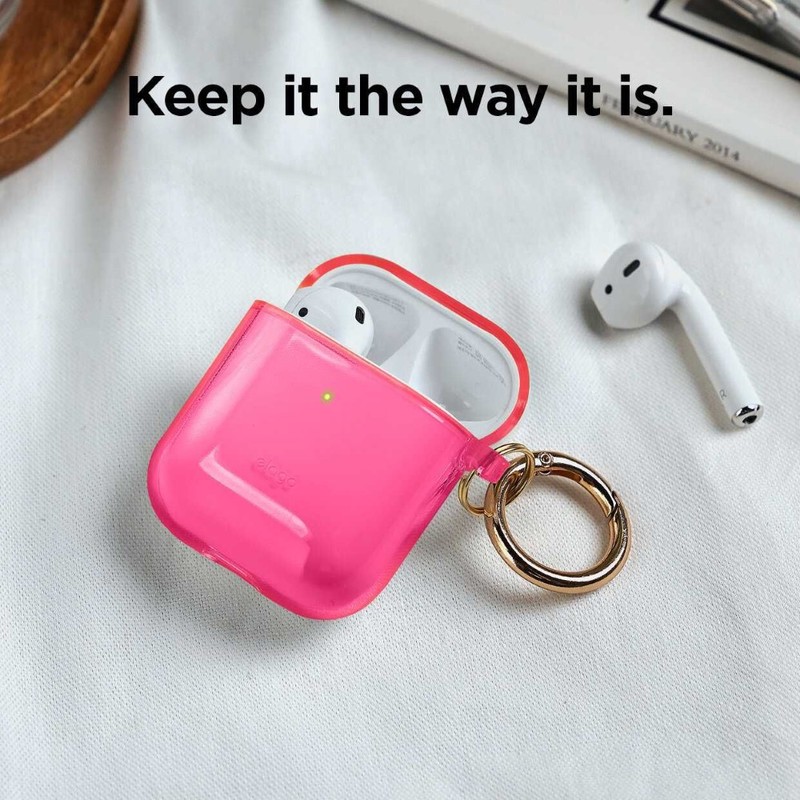Elago Clear Hang Case Neon Hotpink for AirPods