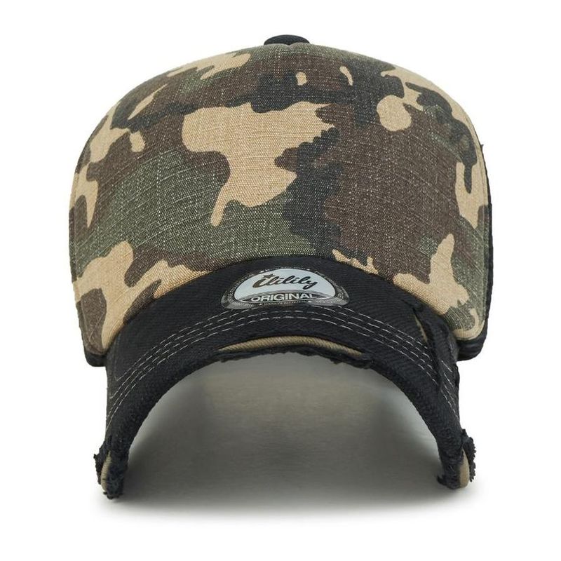 Ililiy Camouflage Vintage Distressed Mesh Blank Trucker Hat Baseball Cap