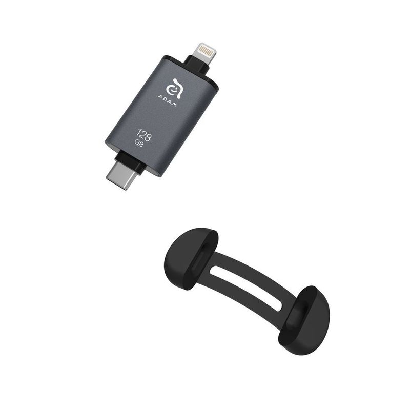 Adam Elements iKlips C 128GB Lightning/USB-C Flash Drive Grey