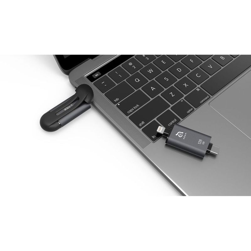 Adam Elements iKlips C 128GB Lightning/USB-C Flash Drive Grey