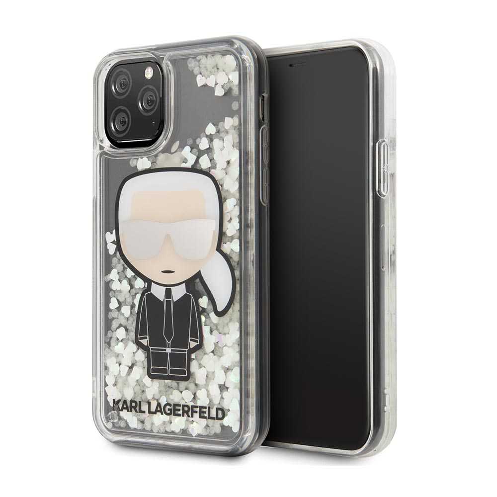 Karl Lagerfeld Ikonik Mirror Glass Case Glitter Glow Darkfor iPhone 11 Pro