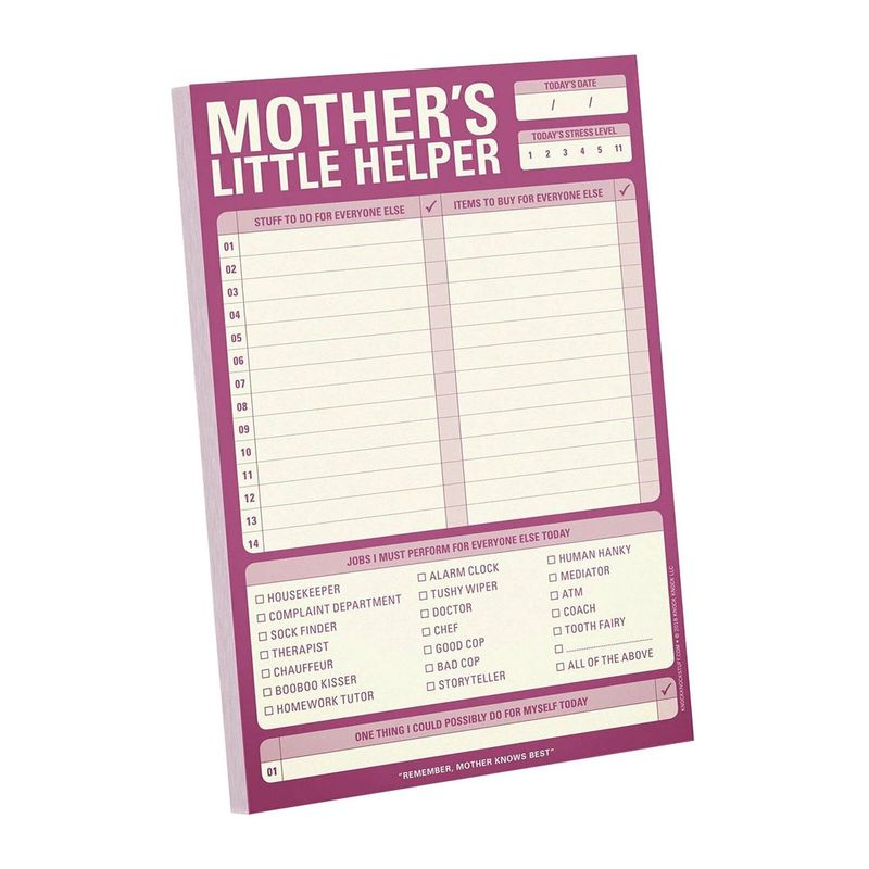لوح ملاحظات بطبعة عبارة "Mother S Little Helper " بتصميم كلاسيكي من نوك نوك