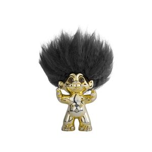 Good Luck Troll Brass with Black Hair Statue (9 cm)