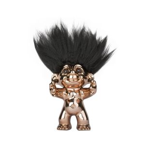 Good Luck Troll Bronze with Black Hair Statue (12 cm)