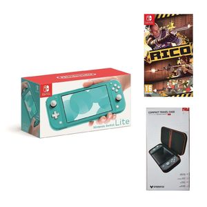 Nintendo Switch Lite Turquoise + Rico + Sparkfox Compact Travel Case Case