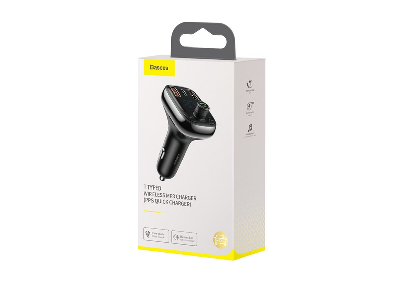 Baseus T typed S-13 wireless MP3 car charger PPS Quick Charger-EU - Black