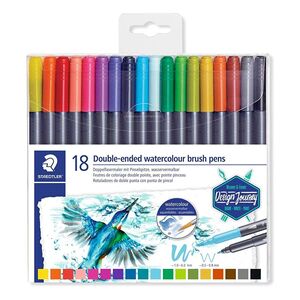 Staedtler Marsgraphic Double-Ended Watercolour Bruch Pens - Assorted Colours (Pack Of 18)