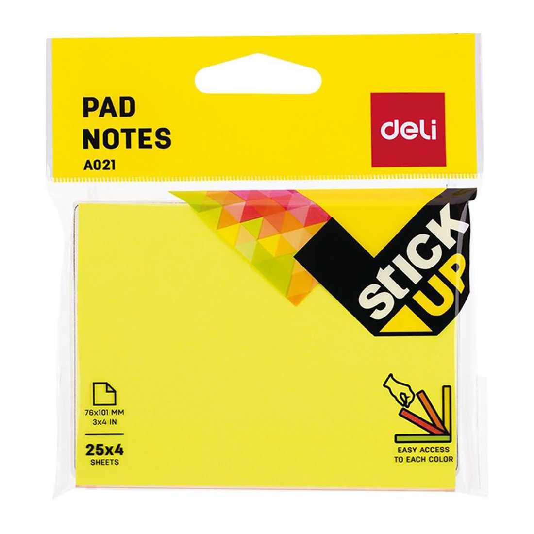 Deli Sticky Notes 3X5 4 Neon Color