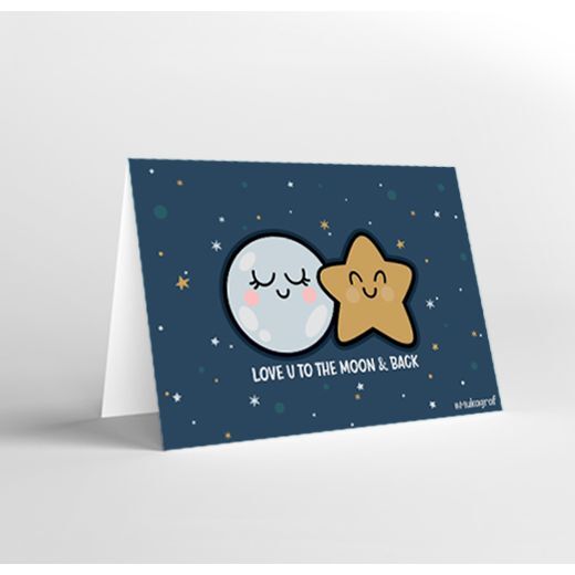 Mukagraf Love U Ktir Yaane To The Moon & Back Love Greeting Card (17 x 11.5cm)