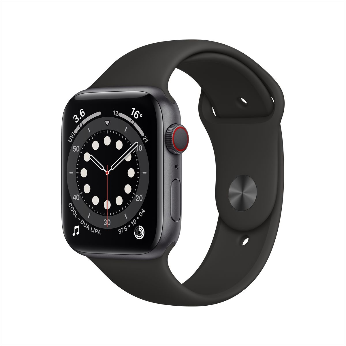 Apple Watch Series 6 GPS + Cellular 44mm Space Grey Aluminium Case with Black Sport Band