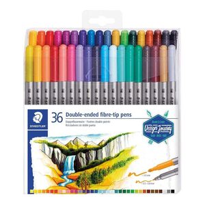 Staedtler Double-Ended Fibre-Tip Pens - Assorted Colours (Pack Of 36)