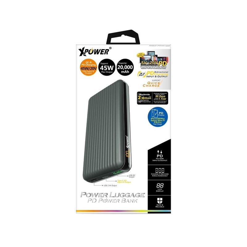 XPower PD4520 20000mAh 45W PD Luggage Power Bank Grey