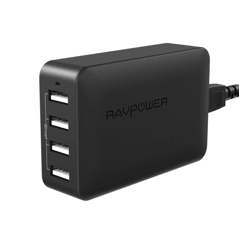 RAVPower 4-Port Black Travel Adapter