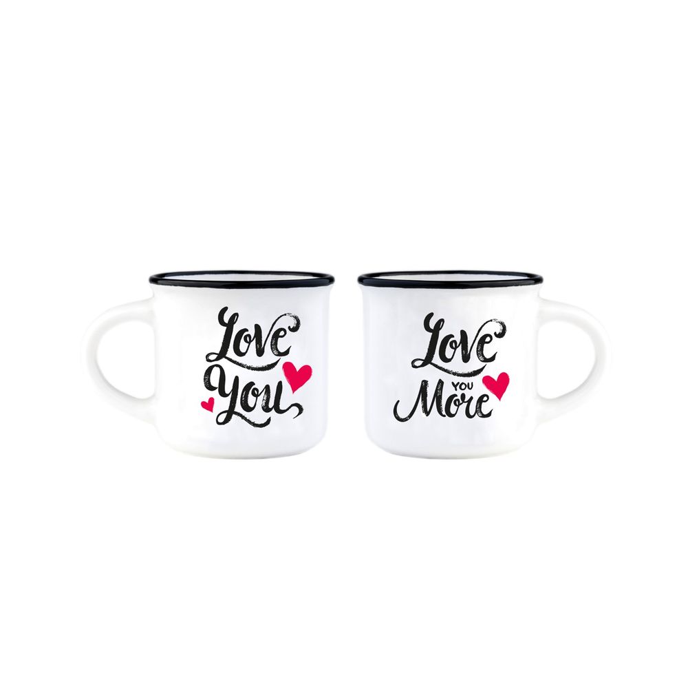 Legami Espresso for Two - Porelain Coffee Mugs 50 ml - Love (Set of 2)