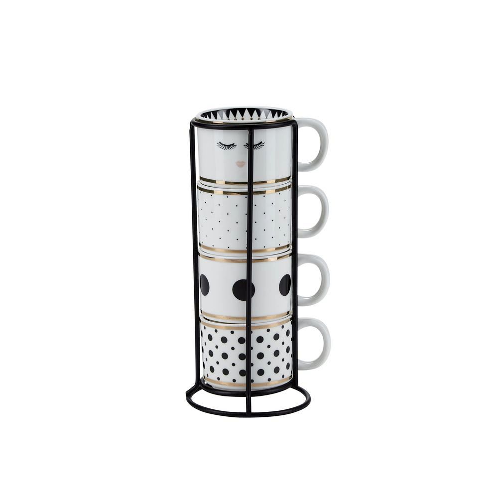 Miss Etoile Espresso Mugs In A Rack (Set of 4)