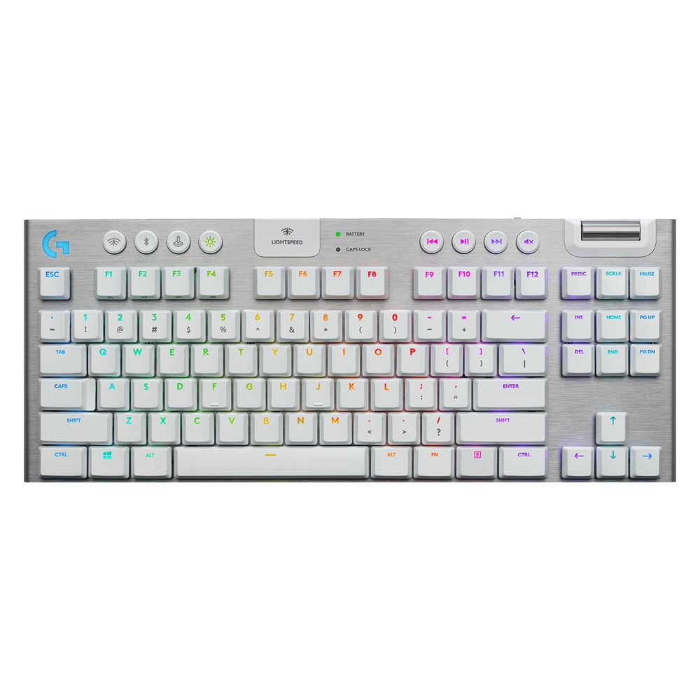لوحة مفاتيح الألعاب اللاسلكية Logitech G915 Lightspeed Rf RGB باللون الأبيض