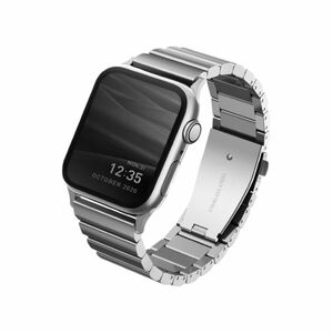 Uniq Strova Steel Link Band Sterling Silver For Apple Watch 44/42mm (Compatible with Apple Watch 42/44/45mm)