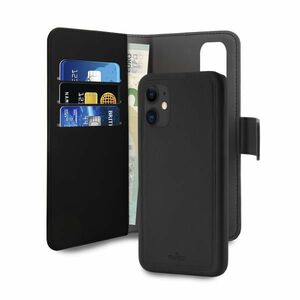 Puro Eco-Leather Magnetic Wallet Case Black For iPhone 12 Mini