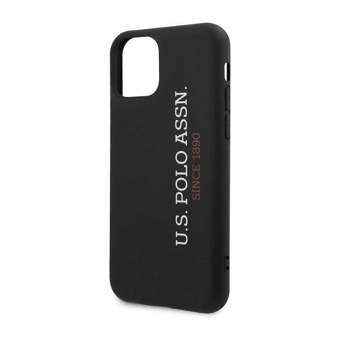 US Polo Assn Liquid Silicone Hard Case Vertical Logo Black for iPhone 12 Pro Max