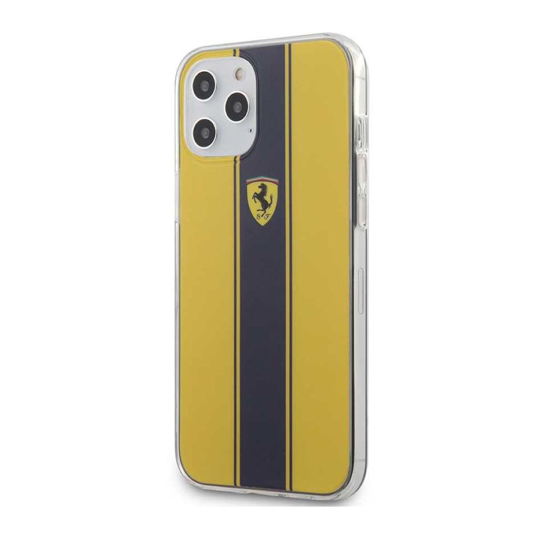 Ferrari On Track Pc/Tpu Hard Case with Navy Stripes Yellow for iPhone 12 Pro/12