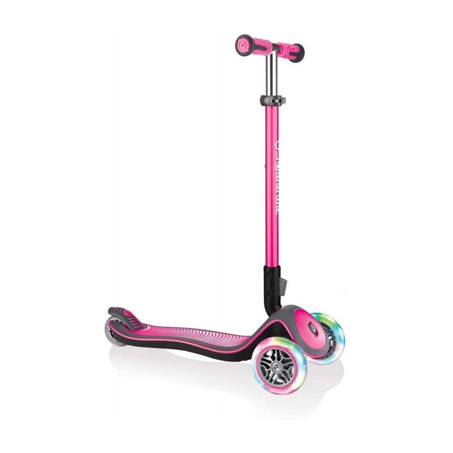 Globber Elite Deluxe Lights with Anodized T-Bar Scooter Deep Pink