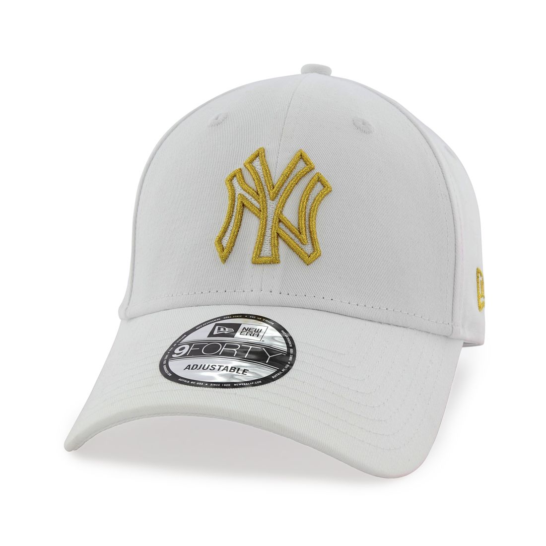قبعة للرجال تحمل شعار معدني لفريق يانكيز نيويورك من نيو إيرا لون أبيض أوبتيك