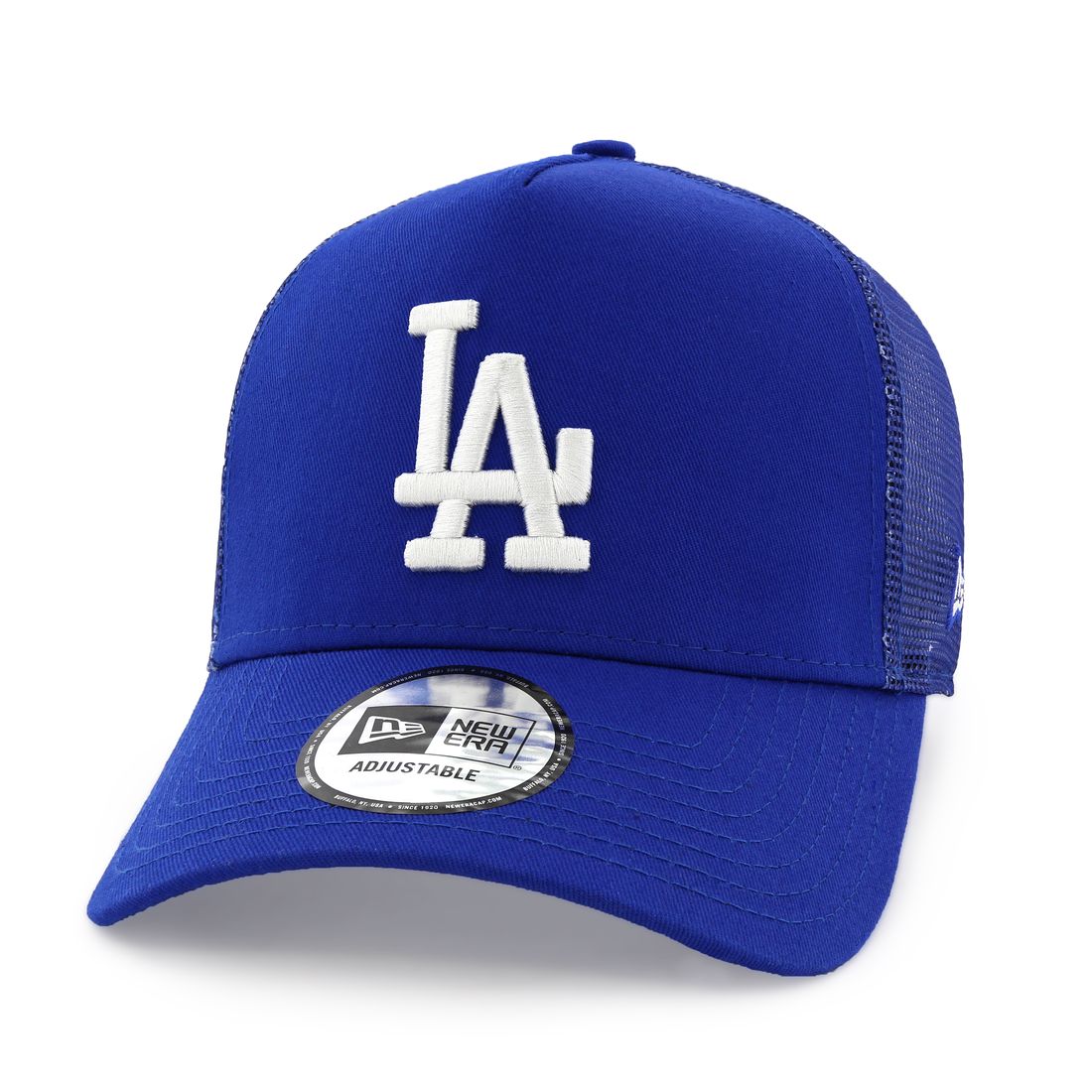 قبعة للرجال تحمل علامة فريق لوس أنجلوس دودجرز من نسيج شبكي بلون موحد من نيو إيرا لون أزرق
