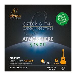 Ortega ATG44NM Atmosphere Green Series Classical Guitar Nylon Strings - Medium Tension (29-43 Gauge)