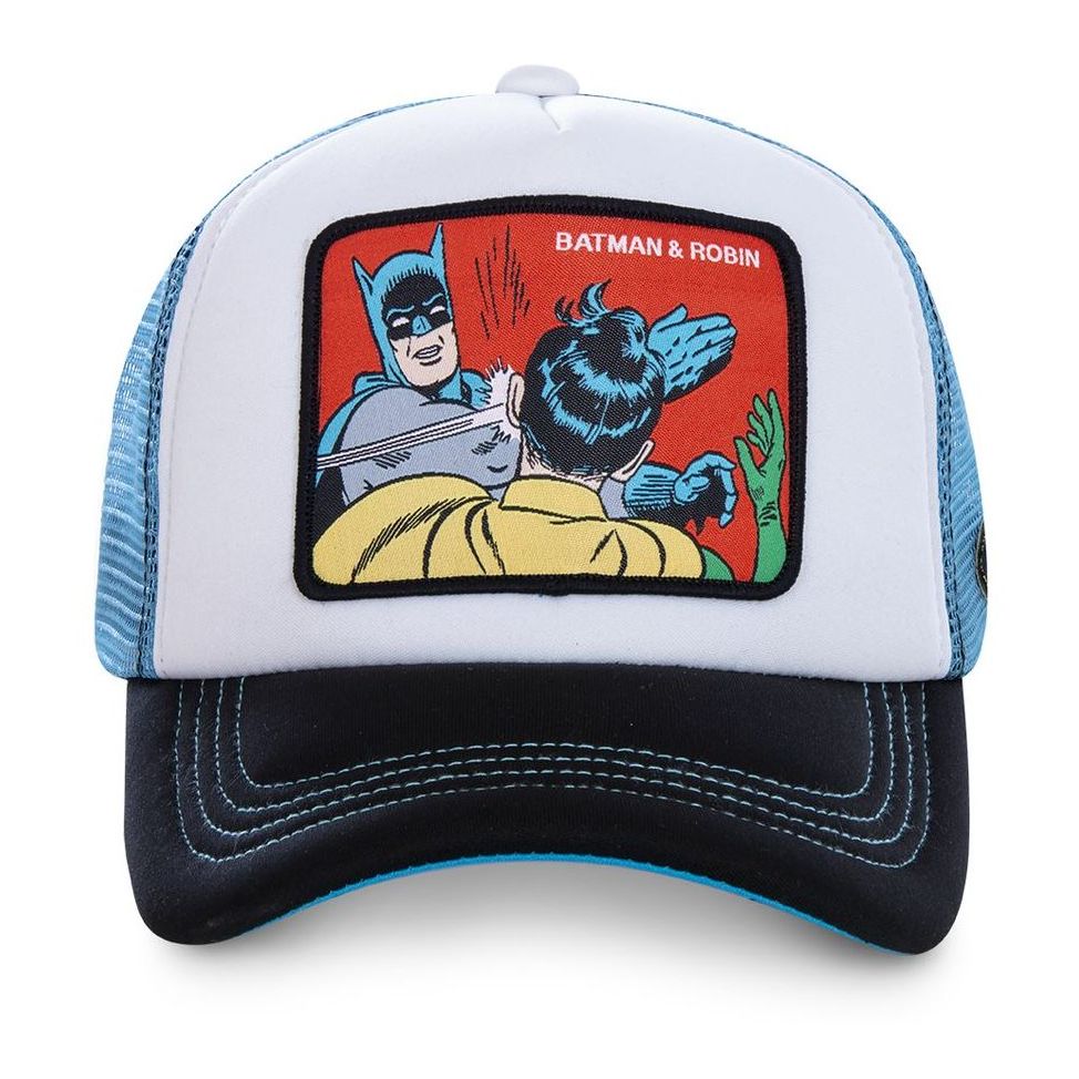 قبعة تراكر تحمل شخصية باتمان & روبين 4 لون أبيض ونسيج شبكي مقاس موحد من كابس لاب باي فري جان