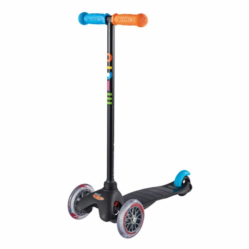 Micro Mini Classic Sporty Led Black With Blue/Orange T-Bar Scooter