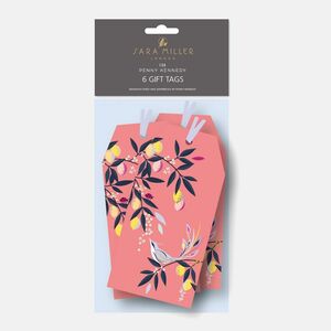 حزمة بطاقات هدايا بنمط أشجار البساتين بلون أحمر مرجاني (مجموعة من 2 قطعة بتصميمات متنوعة) من Sara Miller