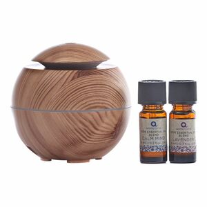 Aroma Home Light Wood Diffuser With Lavender & Sleep Oil Essentials Range USB Diffusers with Oils (2x 10ml)