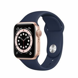 ساعة Apple Watch Series 6 نظام تحديد المواقع + شبكة خلوية حافظة ذهبية 40 ملم من الفولاذ المقاوم للصدأ مع سوار Deep Navy Sport
